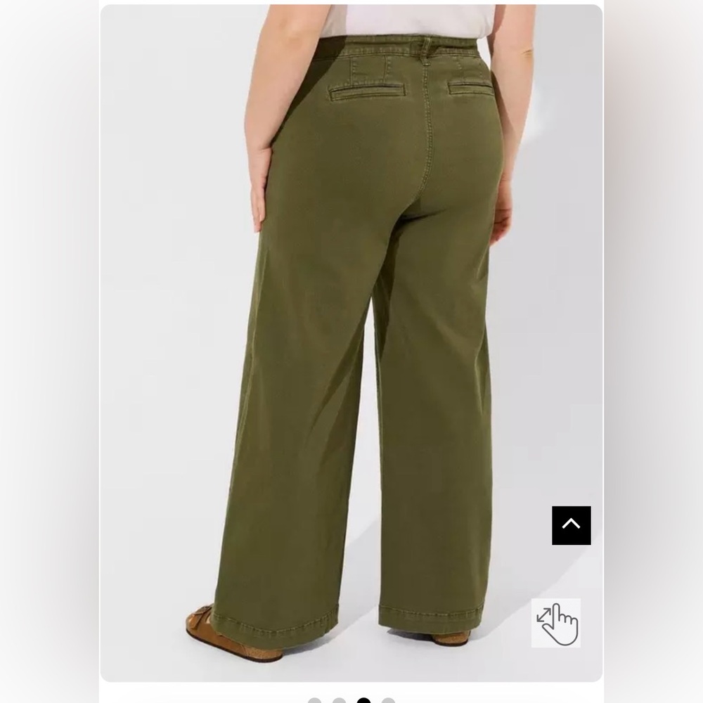 torrid Olive Wide-Leg High-Rise Chino Pants - Picture 3 of 3
